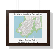 Load image into Gallery viewer, Cane Garden Point St. Vincent and the Grenadines Map Framed Print Poster, Cane Garden Point Streets Map Poster,
