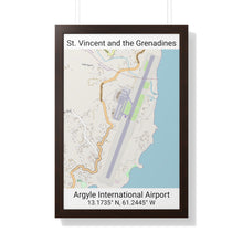 Load image into Gallery viewer, St. Vincent and the Grenadines Argyle International Airport Map Framed Print Poster, City Map Print Poster. Airport Map Print Poster, Road Map Print Poster, Framed Vertical Poster