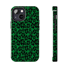 Load image into Gallery viewer, Black Hibiscus on Green iPhone Tough Phone Cases