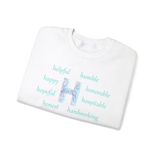 Load image into Gallery viewer, H Alphabet Sweatshirt, Mental Health, Optimistic, Motivational Alphabet Initial "H" Unisex Heavy Blend™ Crewneck Sweatshirt, Self-affirming Sweatshirt