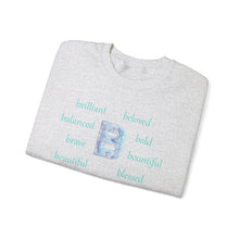 Load image into Gallery viewer, B Alphabet Sweatshirt, Motivational, Alphabet Initial "B", Motivational, Mental Health Unisex Heavy Blend™ Crewneck, Self-affirming Sweatshirt