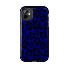 Load image into Gallery viewer, Black Hibiscus on Blue iPhone Tough Phone Cases