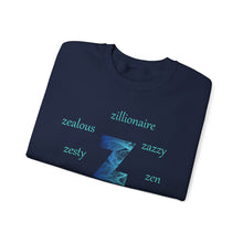 Load image into Gallery viewer, Z Alphabet Sweatshirt, Motivational, Mental Health, Alphabet Initial "Z" Unisex Heavy Blend™ Crewneck Sweatshirt, Self-affirming Sweatshirt