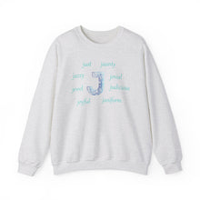 Load image into Gallery viewer, J Alphabet Sweatshirt, Alphabet Initial "J" Unisex Heavy Blend™ Mental Health, Optimistic, Motivational Crewneck Sweatshirt, Self-affirming Sweatshirt