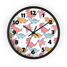 Load image into Gallery viewer, 10 inch round wall clock with colorful dinosaurs