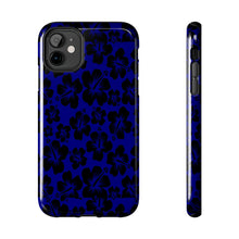 Load image into Gallery viewer, Black Hibiscus on Blue iPhone Tough Phone Cases