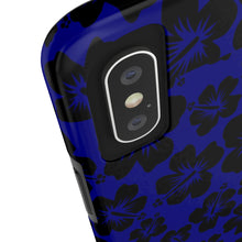 Load image into Gallery viewer, Black Hibiscus on Blue iPhone Tough Phone Cases