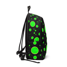 Load image into Gallery viewer, Unisex Fabric Backpack Green Polka Dots