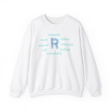 Load image into Gallery viewer, R Alphabet Sweatshirt, Alphabet Initial "R" Motivational, Optimistic, Mental Health Unisex Heavy Blend™ Crewneck Sweatshirt, Self-affirming Sweatshirt