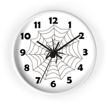 Load image into Gallery viewer, Spider in a Web, Spooky Spider Web Wall Clock – Haunted & Enchanting Timepiece