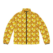 Load image into Gallery viewer, Men’s Caramel Swirl Tie-Dye Puffer Jacket – Lightweight Quilted Comfort with Stand-Up Collar