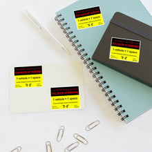 Load image into Gallery viewer, Bad Parking Awareness Sticker Sheet – 4 Funny & Direct Vinyl Stickers to Teach Parking Etiquette