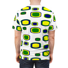 Load image into Gallery viewer, St. Vincent and the Grenadines Cubes Unisex Cut & Sew White Tee (AOP), St. Vincent and the Grenadines National Colors,  St. Vincent and Grenadines Independence Shirt