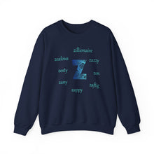 Load image into Gallery viewer, Z Alphabet Sweatshirt, Motivational, Mental Health, Alphabet Initial "Z" Unisex Heavy Blend™ Crewneck Sweatshirt, Self-affirming Sweatshirt