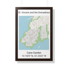 Load image into Gallery viewer, Cane Garden St. Vincent and the Grenadines Map Framed Print Poster, City Map Print Poster, Framed Vertical Poster