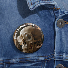 Load image into Gallery viewer, Books Before Looks - Skull Nerd Aesthetic Book Lovers Pin