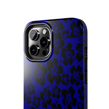 Load image into Gallery viewer, Black Hibiscus on Blue iPhone Tough Phone Cases