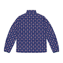 Load image into Gallery viewer, Blue Sailor, Nautical Men's Puffer Jacket (AOP) Black