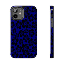 Load image into Gallery viewer, Black Hibiscus on Blue iPhone Tough Phone Cases