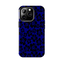 Load image into Gallery viewer, Black Hibiscus on Blue iPhone Tough Phone Cases