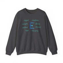 Load image into Gallery viewer, E Alphabet Sweatshirt, Alphabet Initial "E" Unisex Heavy Blend™ Mental Health, Motivational, Optimistic Crewneck Sweatshirt, Self-affirming Sweatshirt
