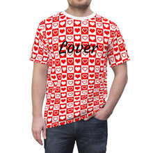 Load image into Gallery viewer, Lover t-shirt, Valentines Day, Love Shirt, Hearts t-shirt Unisex Tee (AOP)