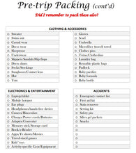 Load image into Gallery viewer, Ultimate Pre-Trip Checklist: Printable Travel Planner Insert for Double-Checking Essentials (8 Pages)