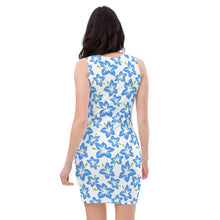 Load image into Gallery viewer, Blue Hibiscus Pattern Dress for Baby shower, Bridal, Garden and Spring Party