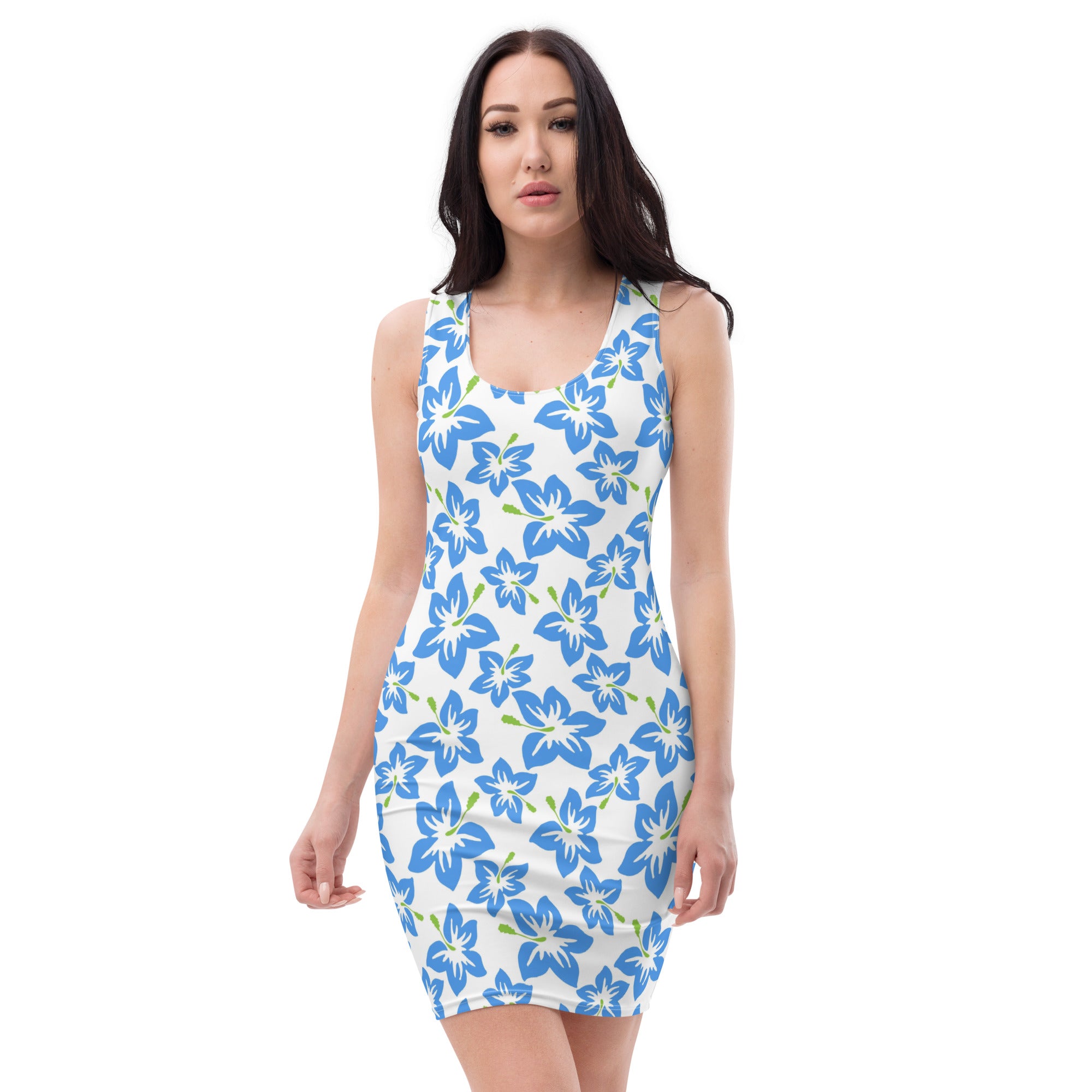 Blue Hibiscus Pattern Dress for Baby shower, Bridal, Garden and Spring Hairouna Gems LLC Blue Hibiscus Pattern Dress for Baby shower, Bridal, Garden and Spring Hairouna Gems LLC