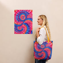 Load image into Gallery viewer, Interlocking Tie-Dye Spiral Pattern Canvas – Blue, Pink, Purple, Orange and White Wall Art
