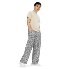 Load image into Gallery viewer, Grey Geometric Pattern Wide‑Leg Pants – Stylish Casual Comfort Unisex