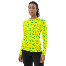 Load image into Gallery viewer, Women's Rash Guard - Yellow With Green Spots