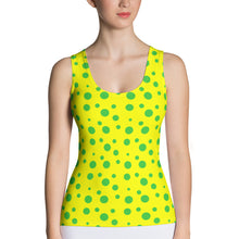 Load image into Gallery viewer, yellow body hugging tank top with green spots