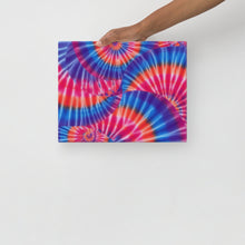 Load image into Gallery viewer, Interlocking Tie-Dye Spiral Pattern Canvas – Blue, Pink, Purple, Orange and White Wall Art