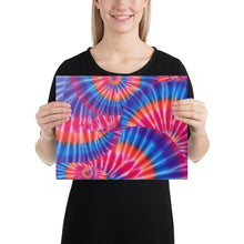 Load image into Gallery viewer, Interlocking Tie-Dye Spiral Pattern Canvas – Blue, Pink, Purple, Orange and White Wall Art