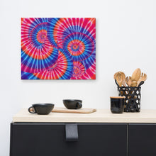 Load image into Gallery viewer, Interlocking Tie-Dye Spiral Pattern Canvas – Blue, Pink, Purple, Orange and White Wall Art