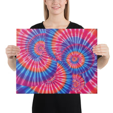 Load image into Gallery viewer, Interlocking Tie-Dye Spiral Pattern Canvas – Blue, Pink, Purple, Orange and White Wall Art