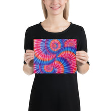 Load image into Gallery viewer, Interlocking Tie-Dye Spiral Pattern Canvas – Blue, Pink, Purple, Orange and White Wall Art