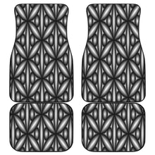 Load image into Gallery viewer, 4 piece black and white car mats with geometric design