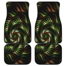 Load image into Gallery viewer, set of 4 car floor mats with a brown and green spiral pattern
