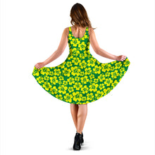 Load image into Gallery viewer, Green Dress With Yellow Hibiscus Flowers