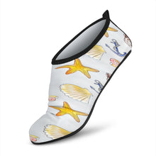 Load image into Gallery viewer, Aqua Barefoot Shoes – Beach-Themed Starfish, Anchors & Seashell Design