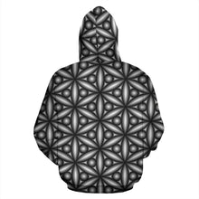 Load image into Gallery viewer, Zip-Up Hoodie Black and White Geometric