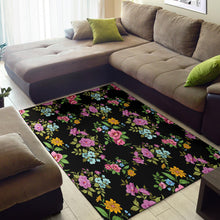 Load image into Gallery viewer, Area Rug - Flowers on Black