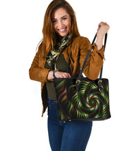 Load image into Gallery viewer, Leather Tote Bag Small Green and Brown Spiral