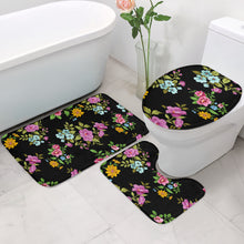 Load image into Gallery viewer, 3 Piece Bathroom Set - Flowers on Black, Custom Floral 3-Piece Bathroom Set – Elegant Black and Vibrant Flower Design