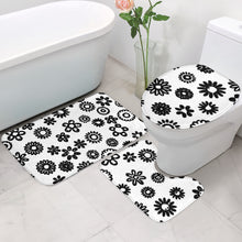 Load image into Gallery viewer, 3 Piece Black Flowers Bathroom Set