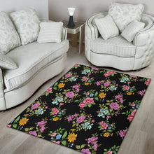 Load image into Gallery viewer, Area Rug - Flowers on Black