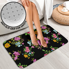 Load image into Gallery viewer, 3 Piece Bathroom Set - Flowers on Black, Custom Floral 3-Piece Bathroom Set – Elegant Black and Vibrant Flower Design
