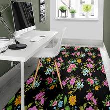 Load image into Gallery viewer, Area Rug - Flowers on Black